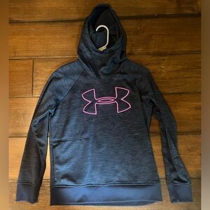 Under Armour Navy and Pink Logo Fleece Hoodie